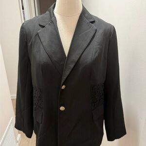 Elegant Black Blazer with Lace Accents
